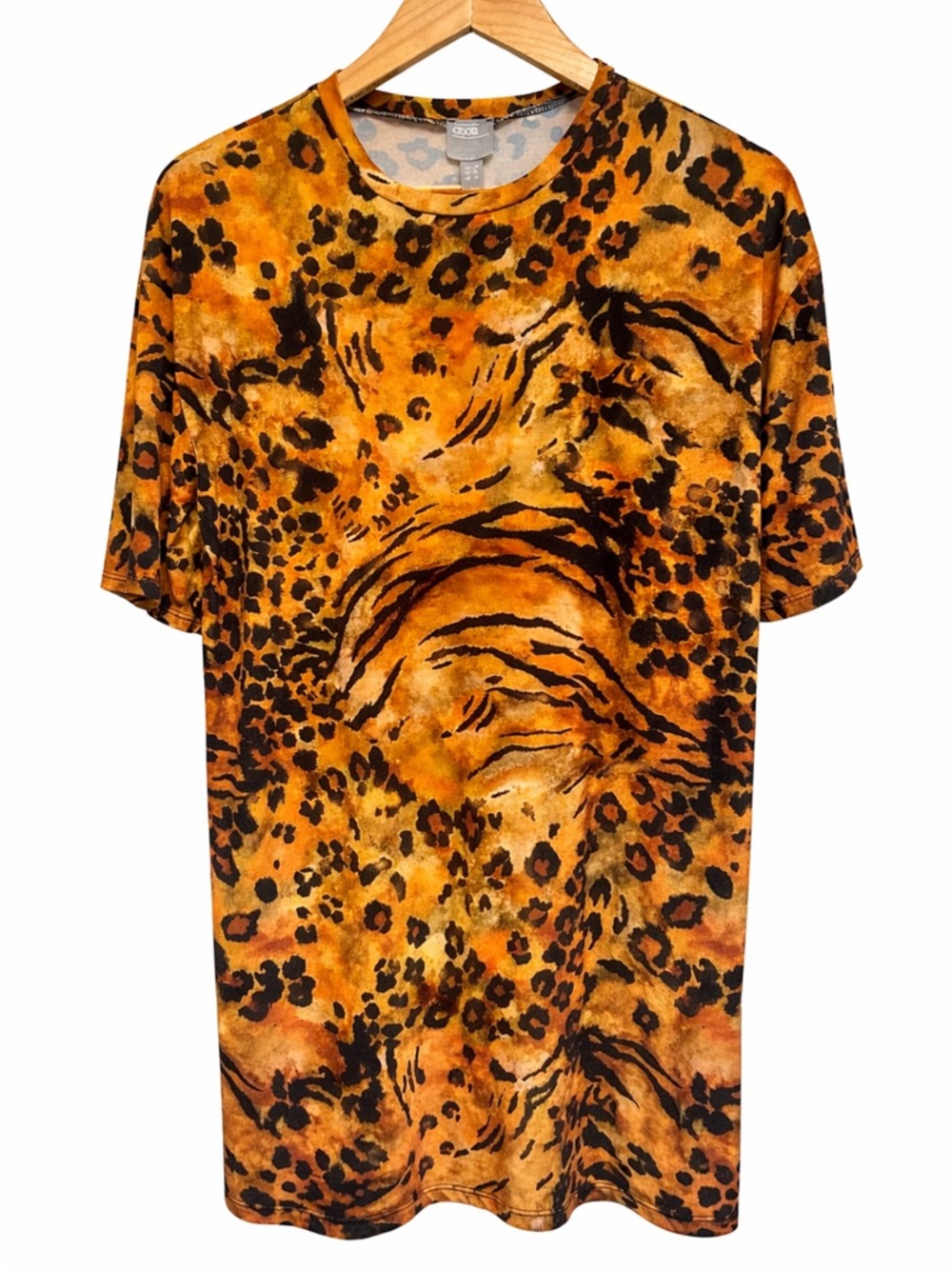 Animal Print Mini Dress Tunic Tee Leopard Tiger Y2K Size 4 - Picture 2 of 6